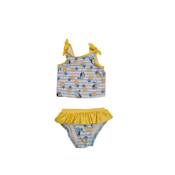 Bluey Swim Suit 2T Girl's Striped Pineapple Ruffle Trim Tankini Bathing Suit - Picture 1 of 6